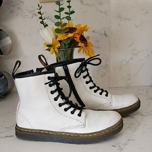 Dr. Martens White Combat Boots with Black Laces